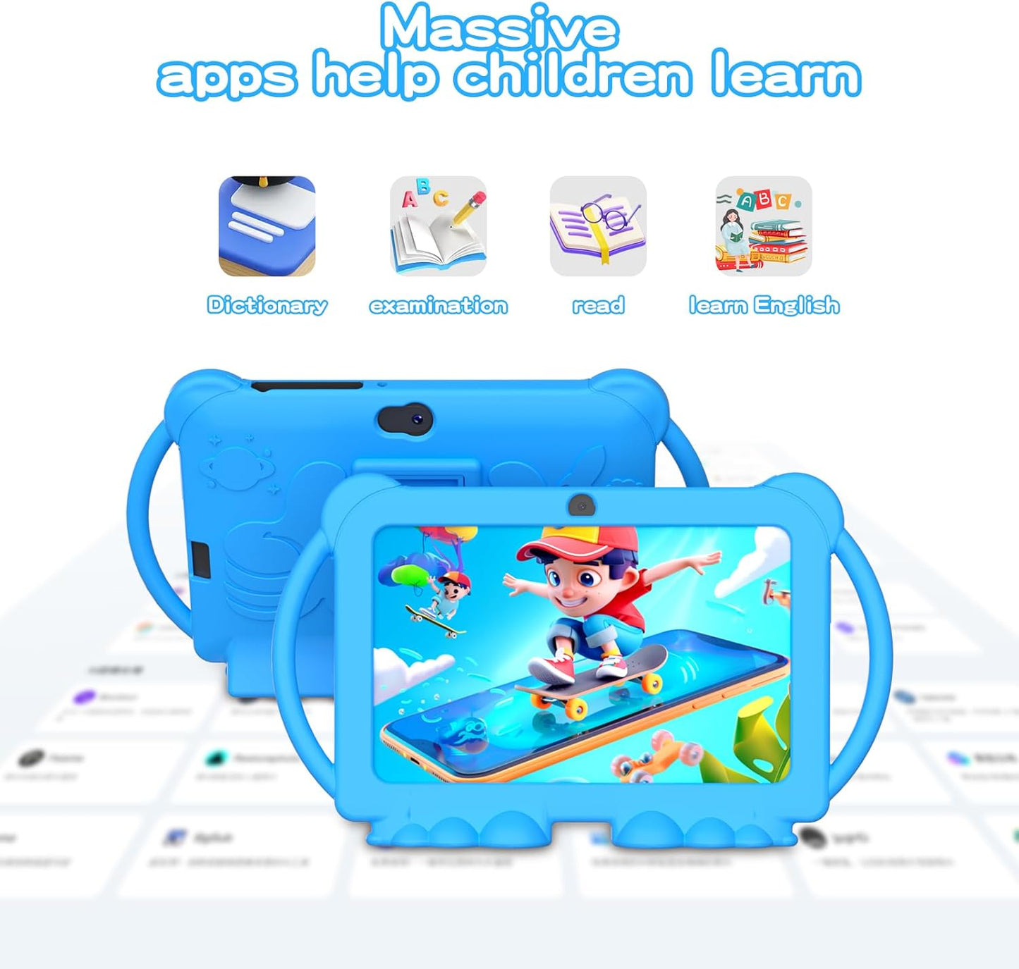 Kids Tablet 7 inch Android 12, 2GB RAM 16GB ROM, WiFi, Dual Camera with Silicone Case