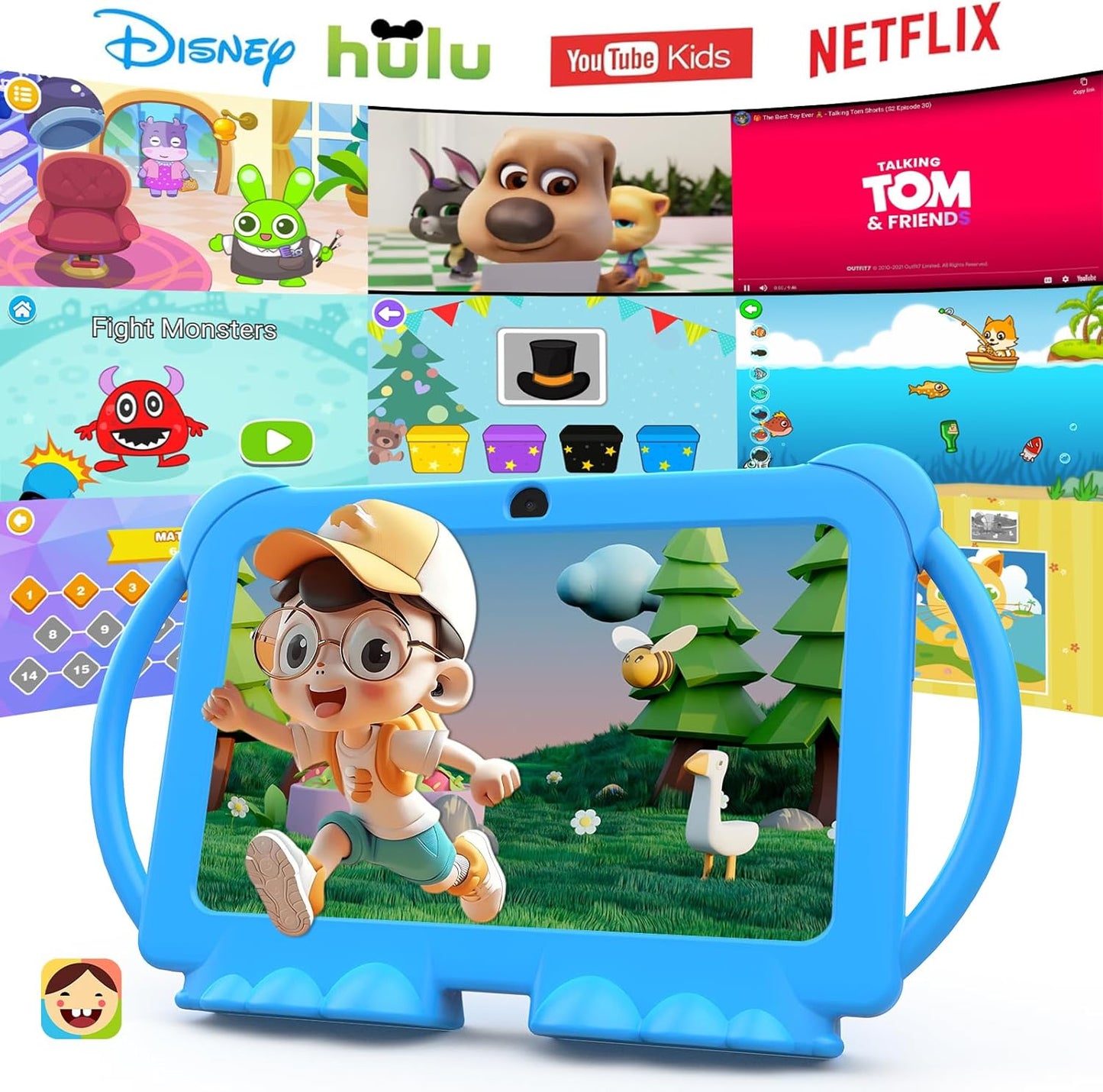 Kids Tablet 7 inch Android 12, 2GB RAM 16GB ROM, WiFi, Dual Camera with Silicone Case