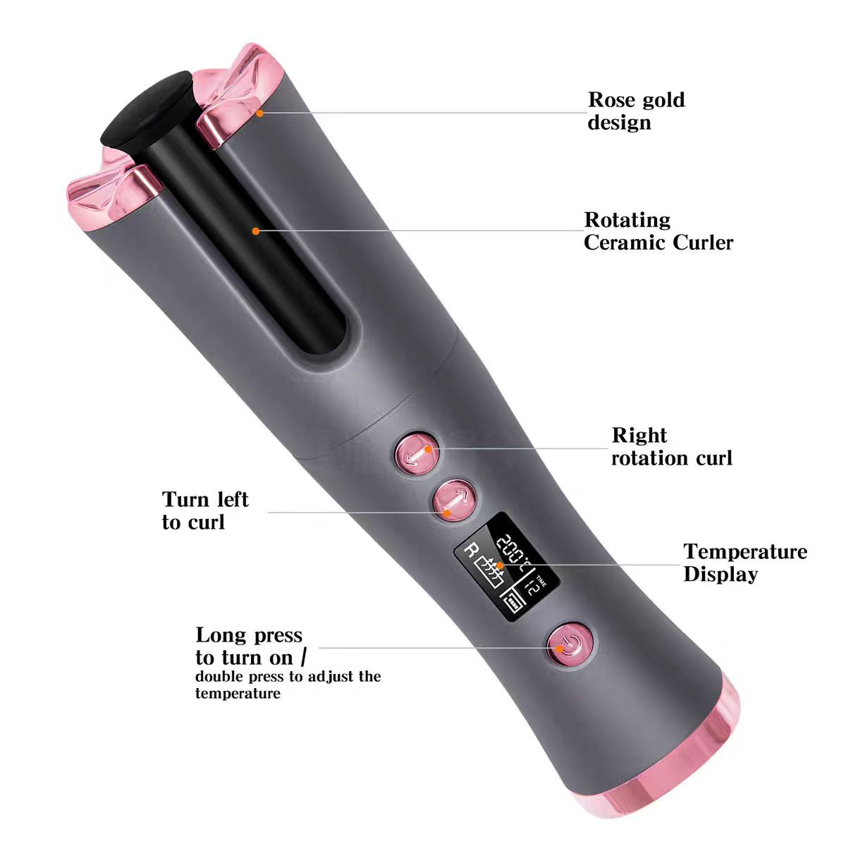 Automatic Hair Curler Machine , Ceramic Curling Iron