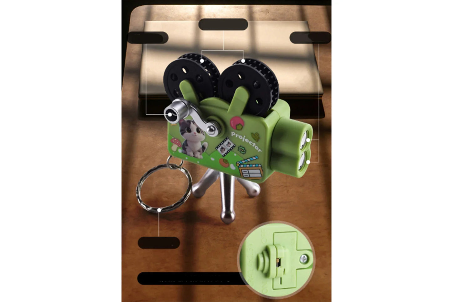 Children's Hand-Cranked Projector | Mini Projector Toy | Retro Keychain Charm