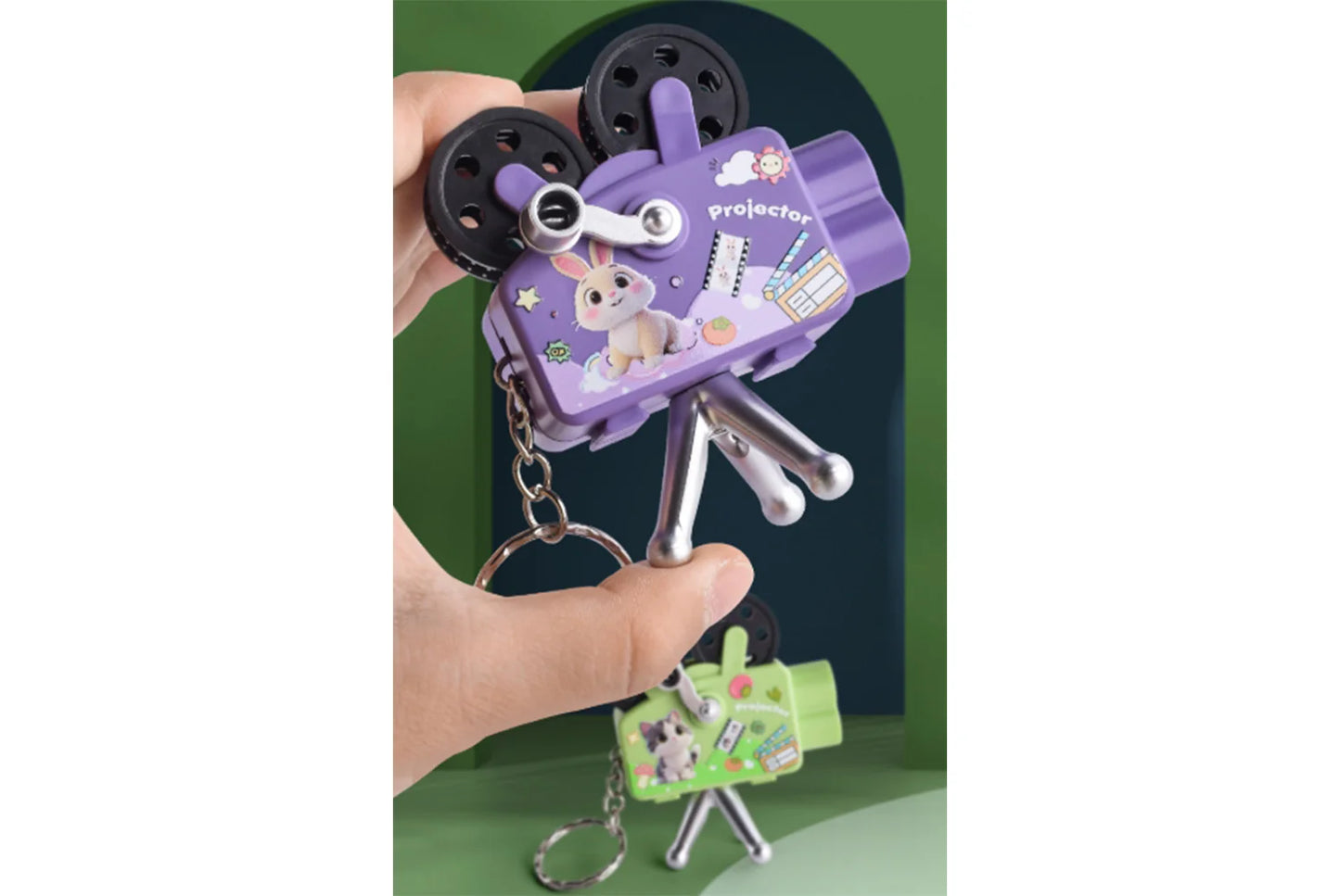 Children's Hand-Cranked Projector | Mini Projector Toy | Retro Keychain Charm