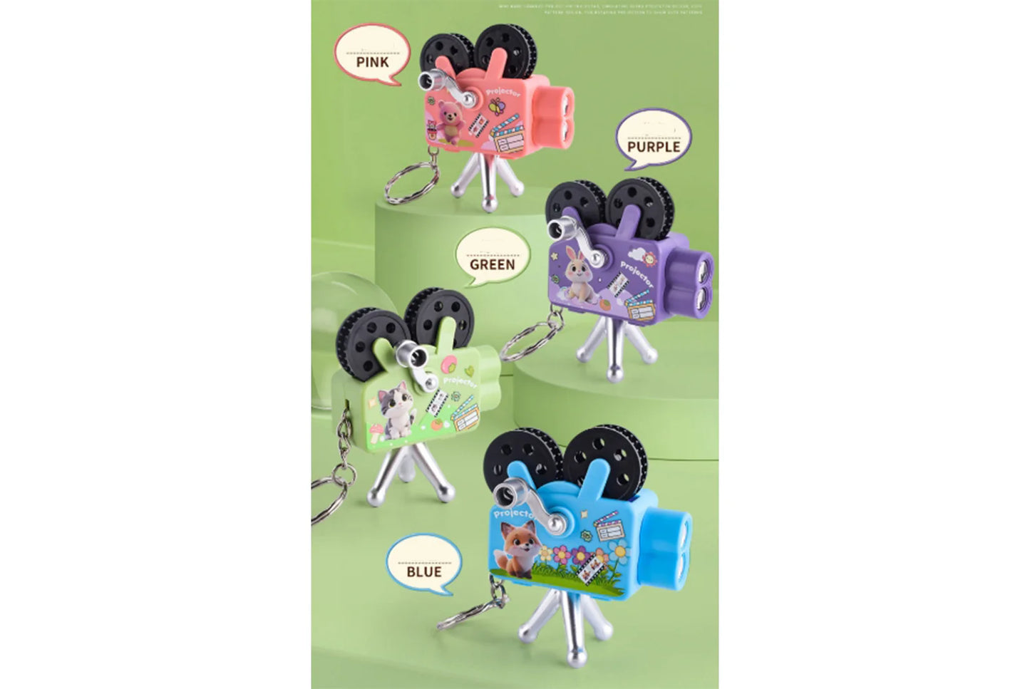 Children's Hand-Cranked Projector | Mini Projector Toy | Retro Keychain Charm