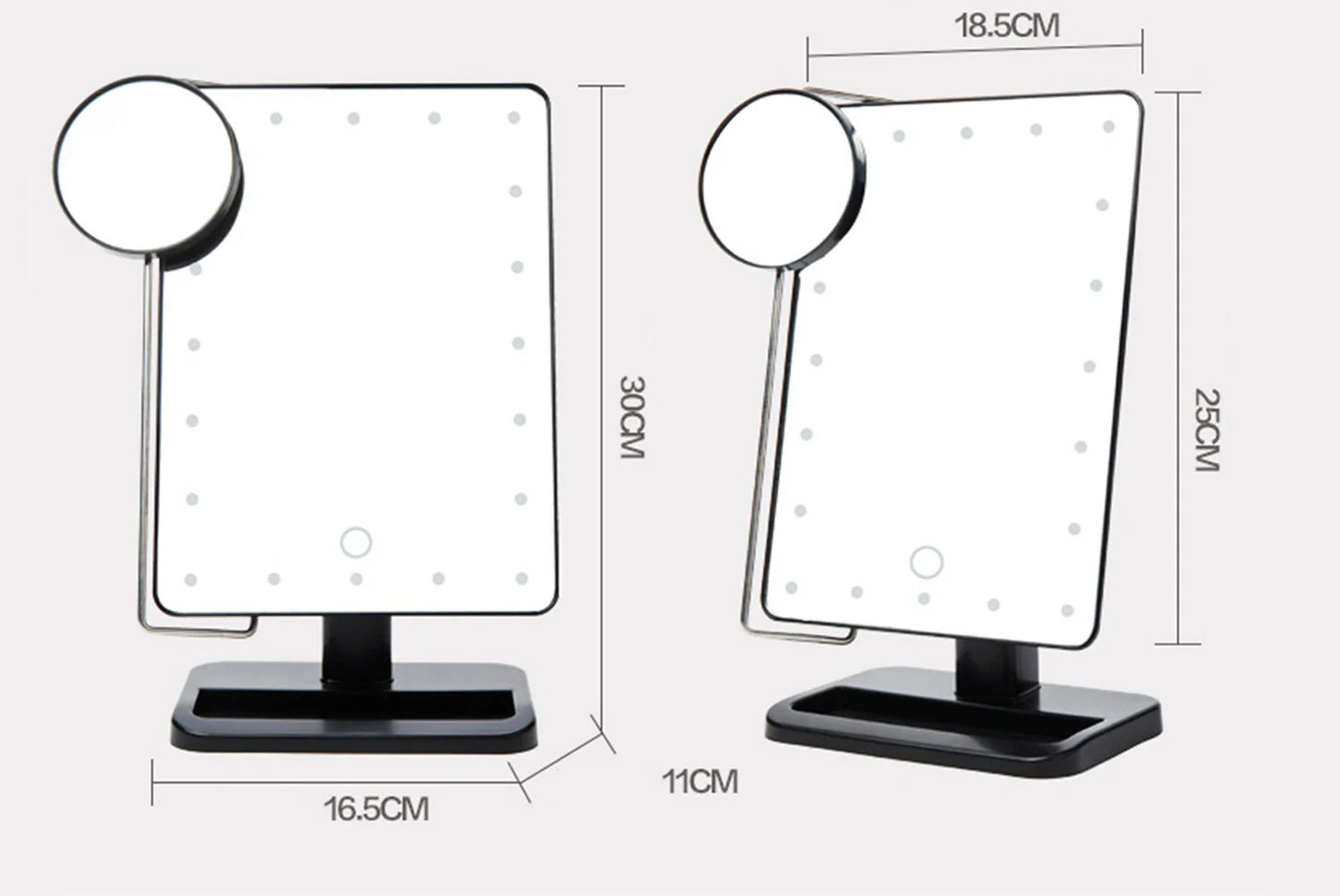Bluetooth Music Makeup Mirror | 20 LED Lights | 10x Magnification | Touch Dimming | Phone Answering