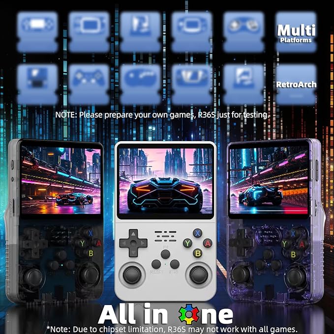,3.5-Inch IPS Screen Retro Gaming Console,3500mAh,Built in 20000+ Games. (Transparent Red-64G(20000+ Games)) 