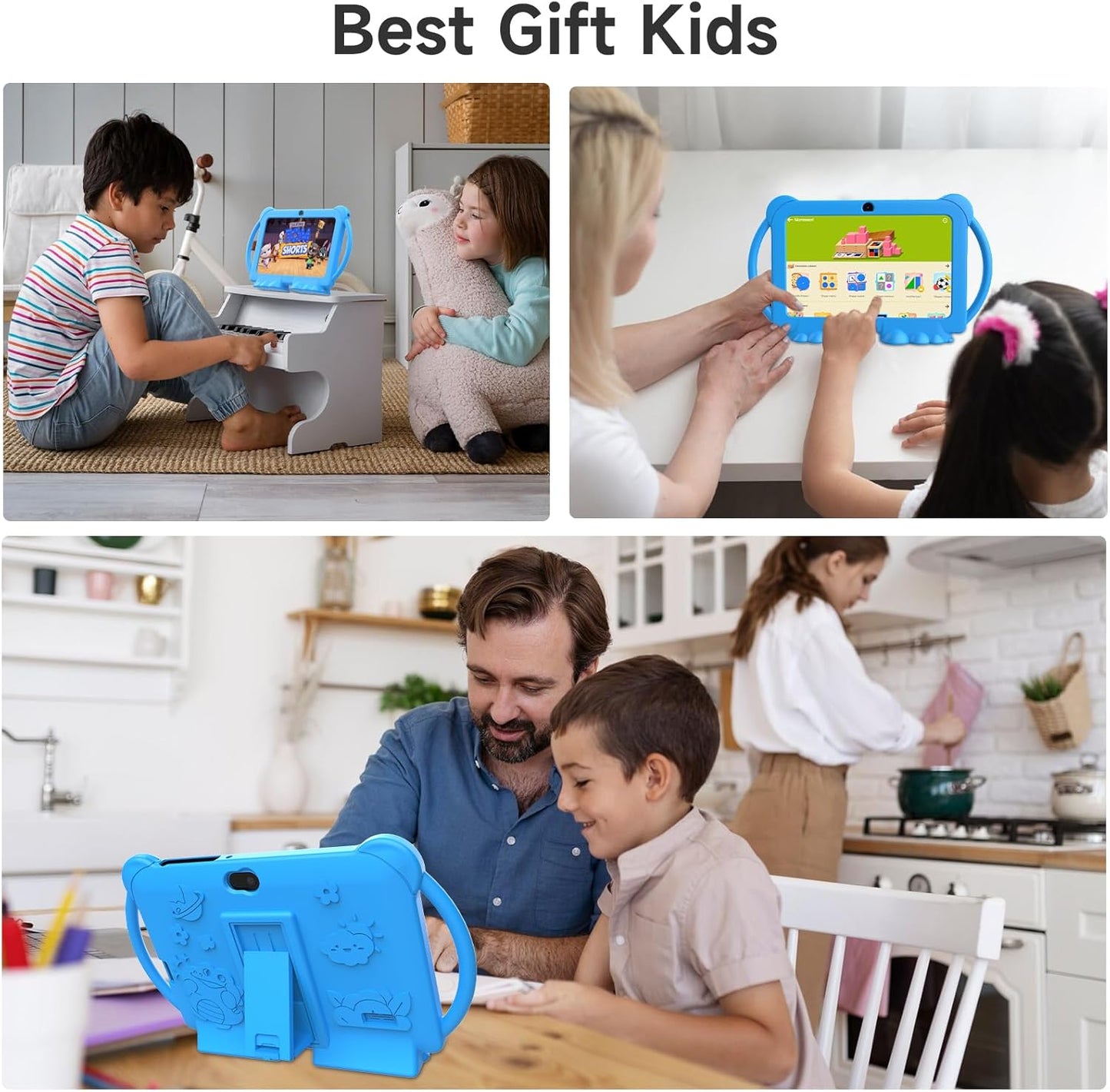 Kids Tablet 7 inch Android 12, 2GB RAM 16GB ROM, WiFi, Dual Camera with Silicone Case