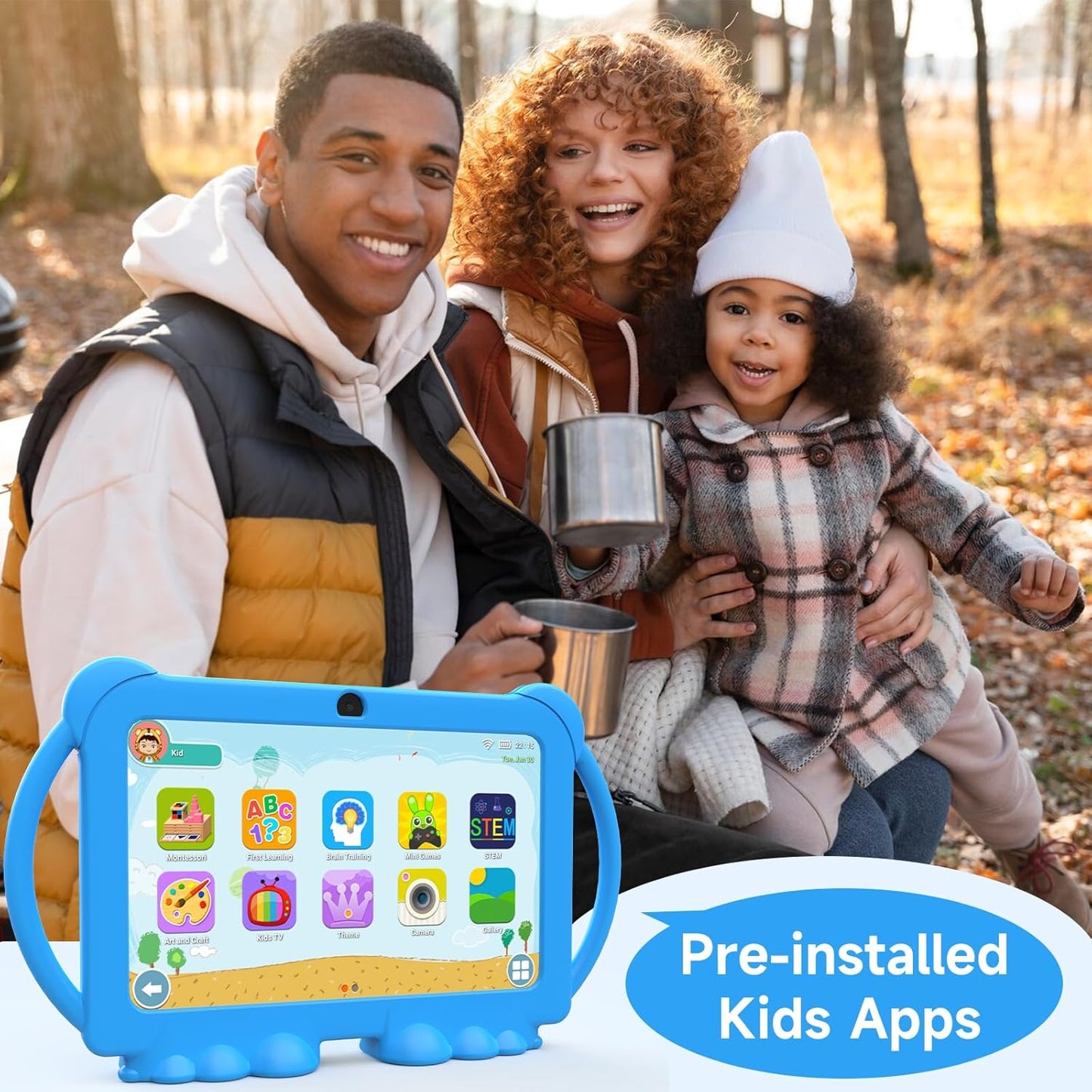 Kids Tablet 7 inch Android 12, 2GB RAM 16GB ROM, WiFi, Dual Camera with Silicone Case