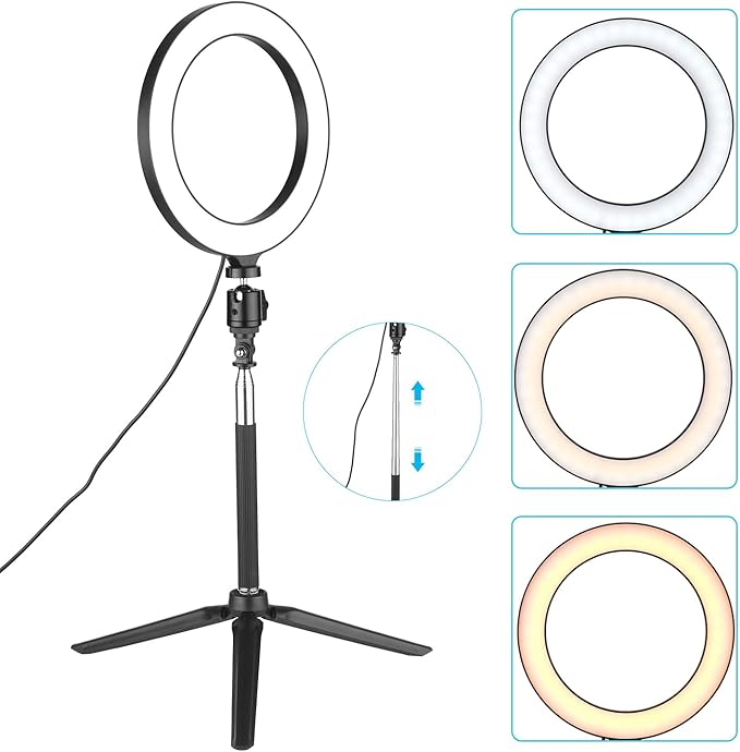 10" LED Selfie Ring Light with Extendable Tripod Stand for Live Stream/YouTube Video