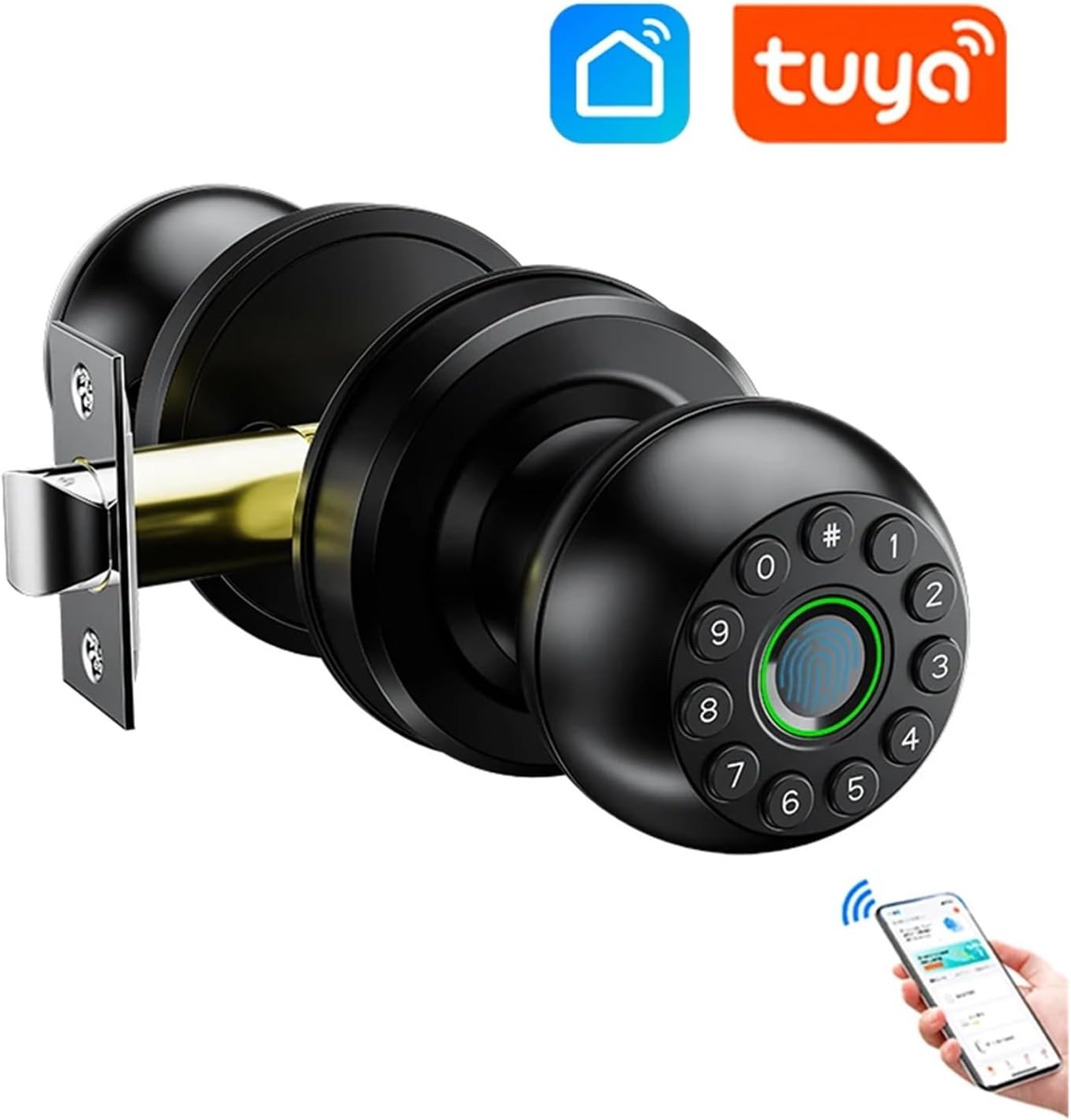 Interior Door Tuya SmartLife APP Smart Fingerprint Password Spherical Lock Dead Bolt For Home Wooden Metal Door
