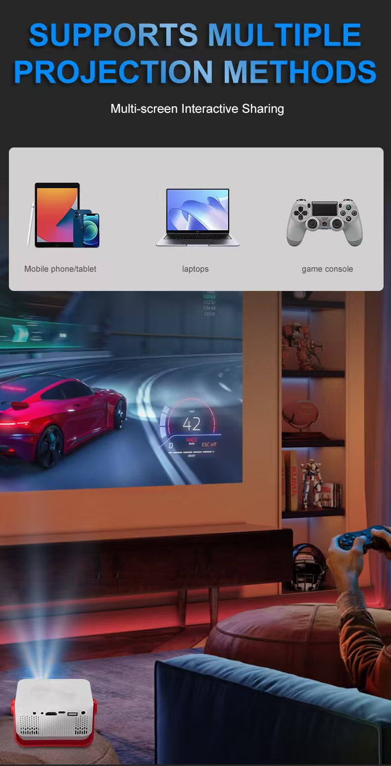 Projector with WiFi and Bluetooth,Mini-Projector 1080P Outdoor Movie Projector for Phone/TV Stick