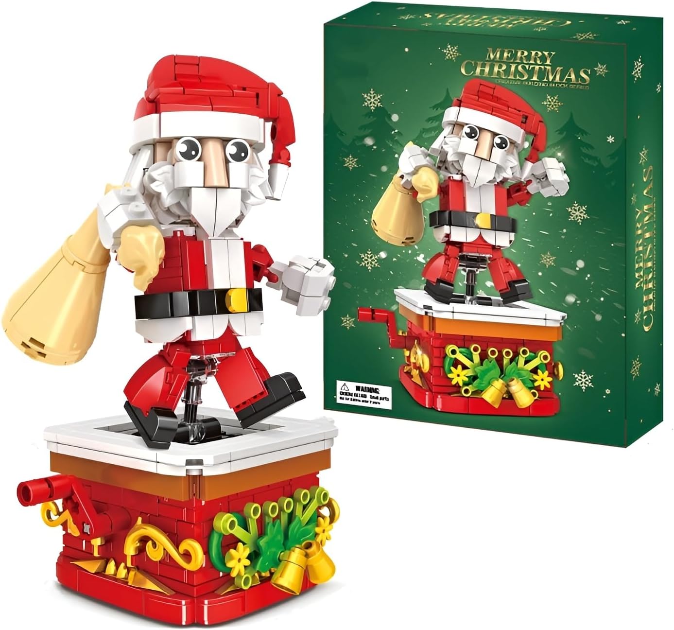 Christmas Building Blocks Kit, 404 PCS Rotating Santa Claus Building Blocks Set, Festival Playset Architecture Christmas Bricks Model, Gifts for Kids and Adults