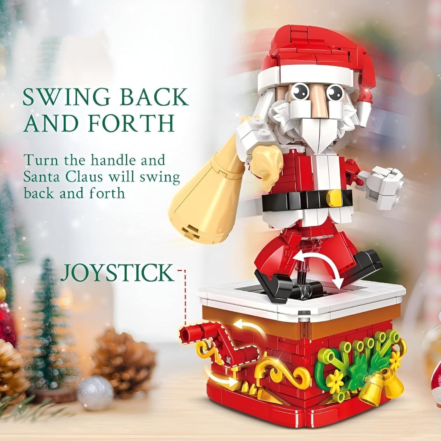 Christmas Building Blocks Kit, 404 PCS Rotating Santa Claus Building Blocks Set, Festival Playset Architecture Christmas Bricks Model, Gifts for Kids and Adults