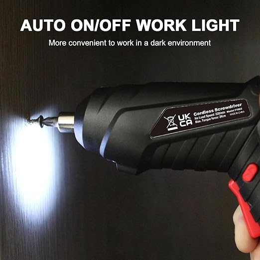 30-in-1 Cordless Screwdriver, 3.6V Rechargeable, 3Nm Max Torque, LED Light, Variable Speed, Ideal for Home DIY Projects