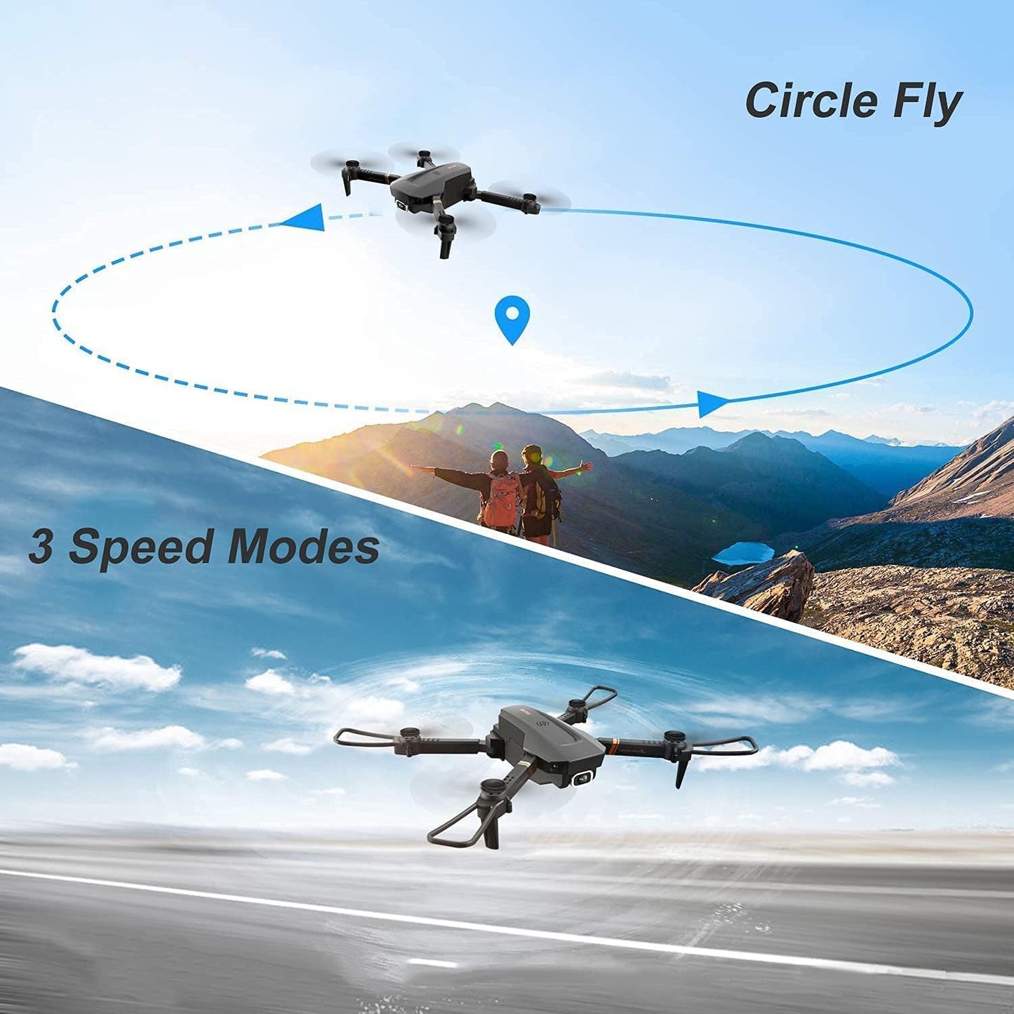 Drone with 1080P HD Camera for Adults and Kids, Foldable Quadcopter with Wide Angle FPV Live Video, Trajectory Flight, App Control,Optical Flow, Altitude Hold and 2 Modular Batteries