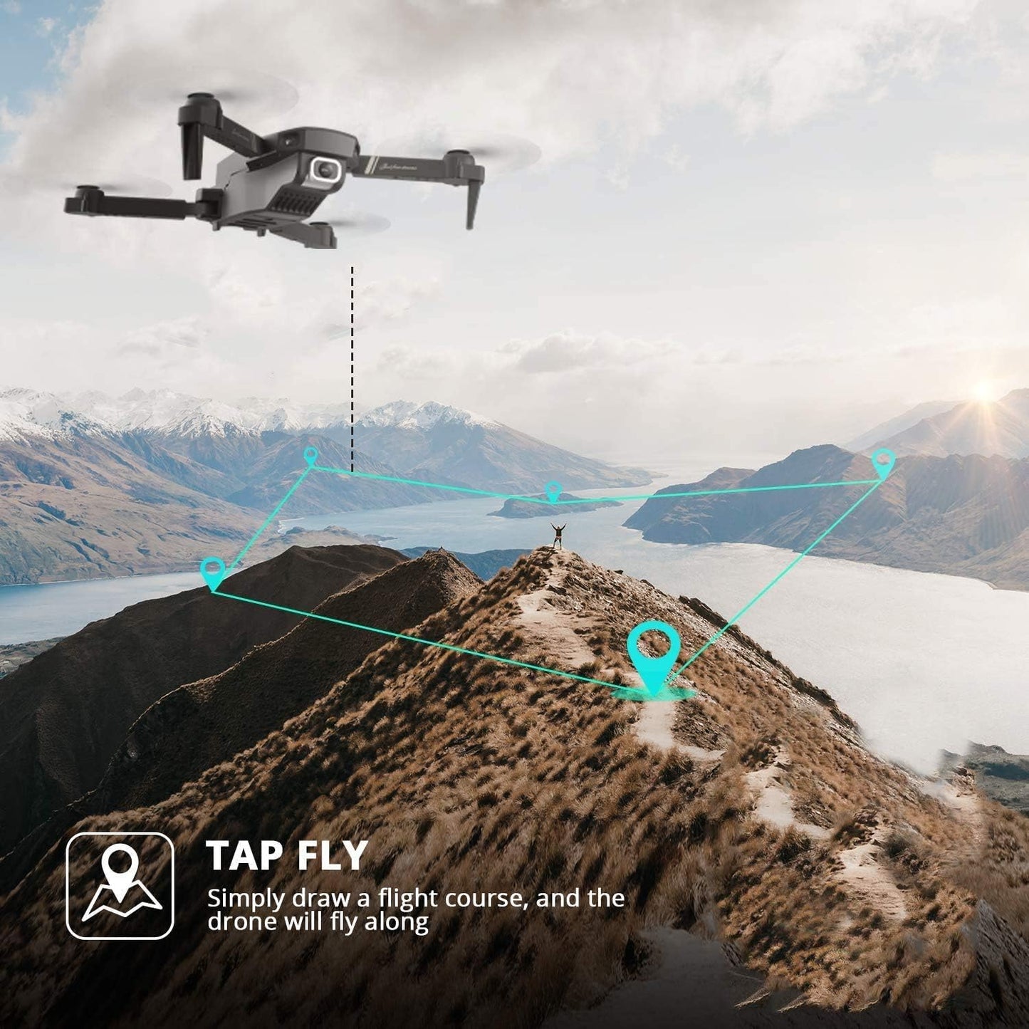 Drone with 1080P HD Camera for Adults and Kids, Foldable Quadcopter with Wide Angle FPV Live Video, Trajectory Flight, App Control,Optical Flow, Altitude Hold and 2 Modular Batteries