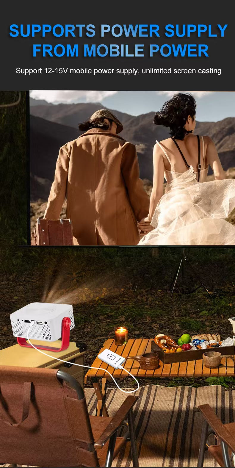 Projector with WiFi and Bluetooth,Mini-Projector 1080P Outdoor Movie Projector for Phone/TV Stick