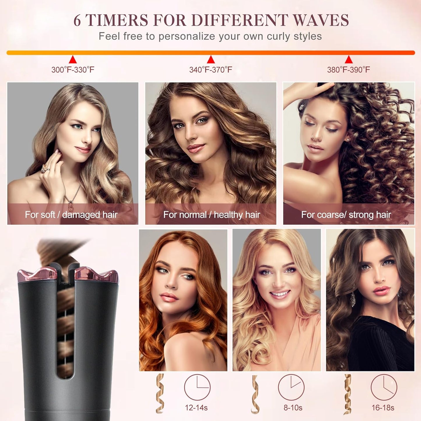 Automatic Hair Curler Machine , Ceramic Curling Iron