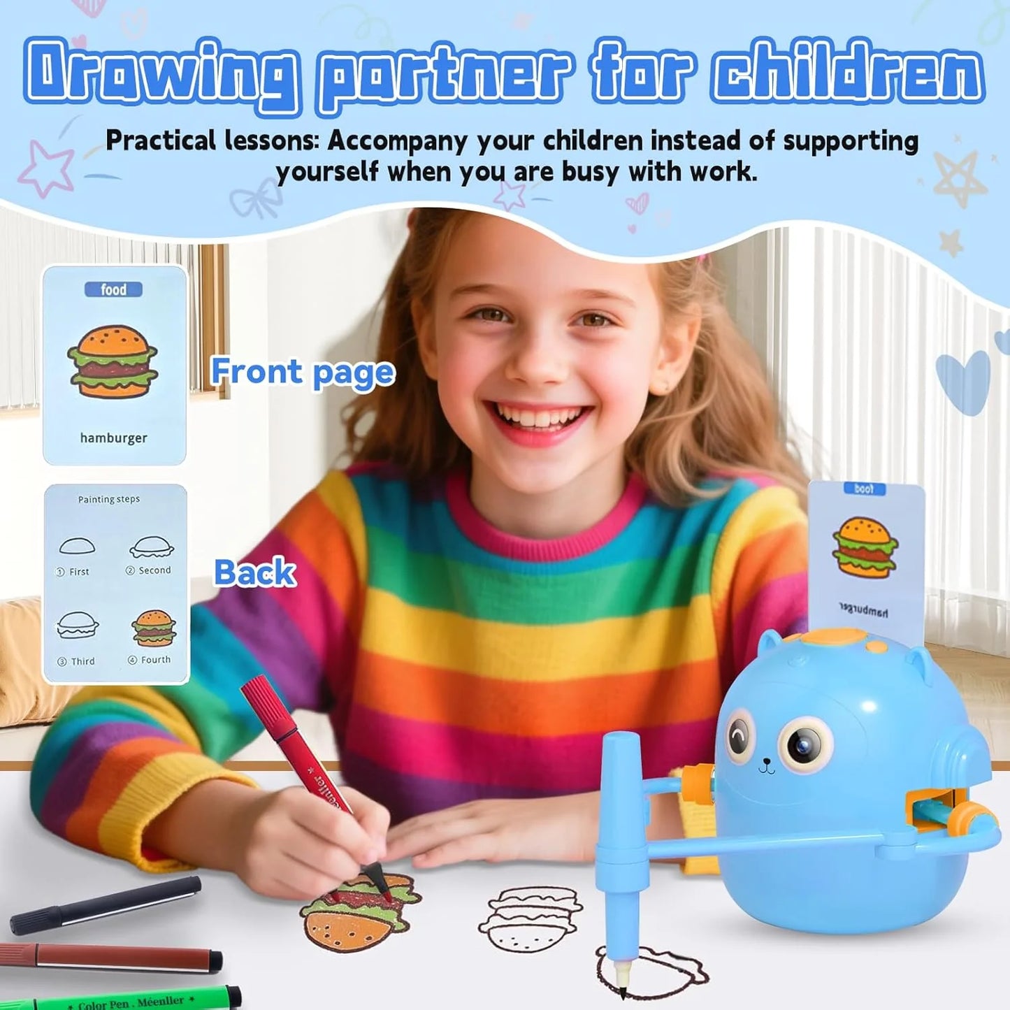 Smart Children's Drawing Robot (with Pen and Card Insertion