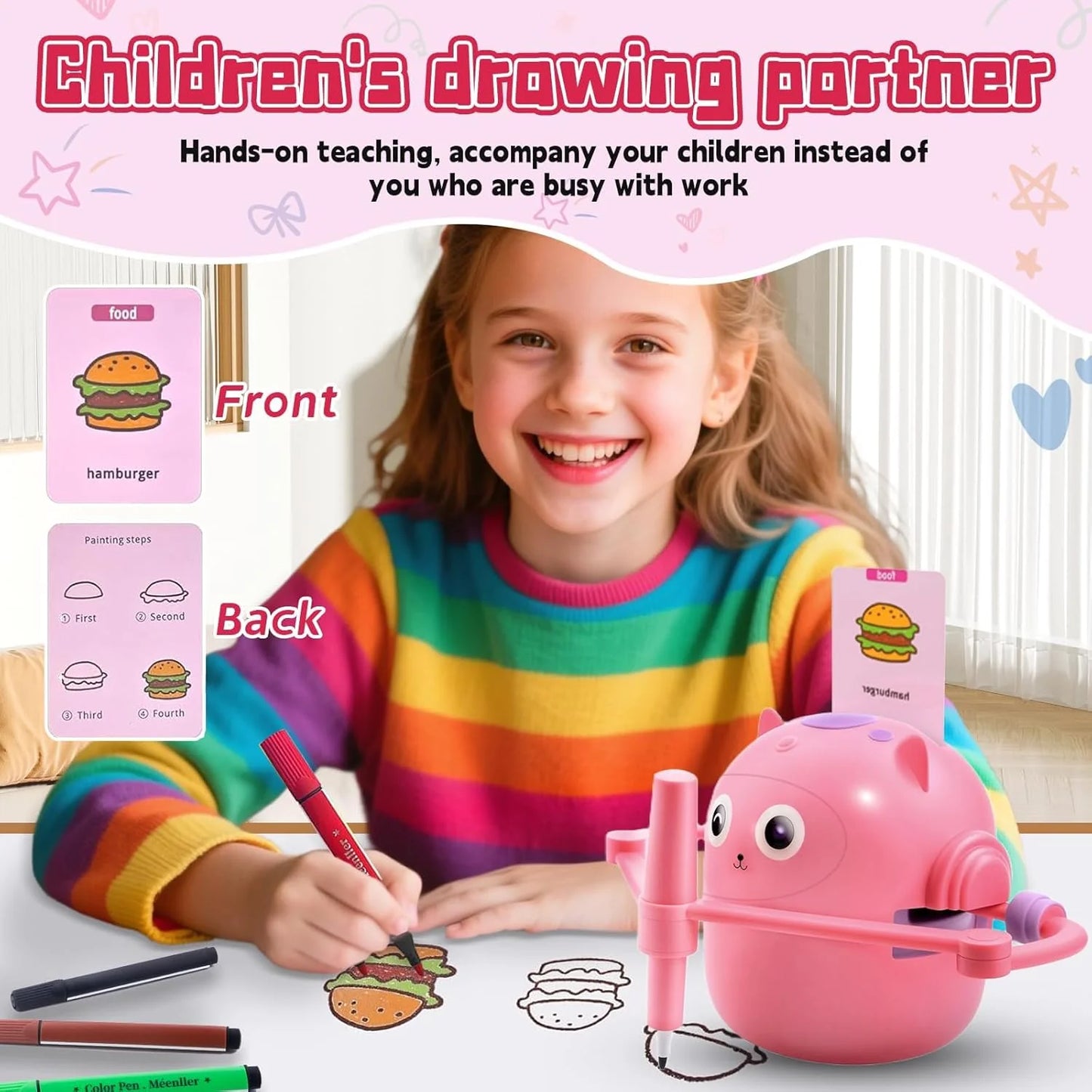 Smart Children's Drawing Robot (with Pen and Card Insertion