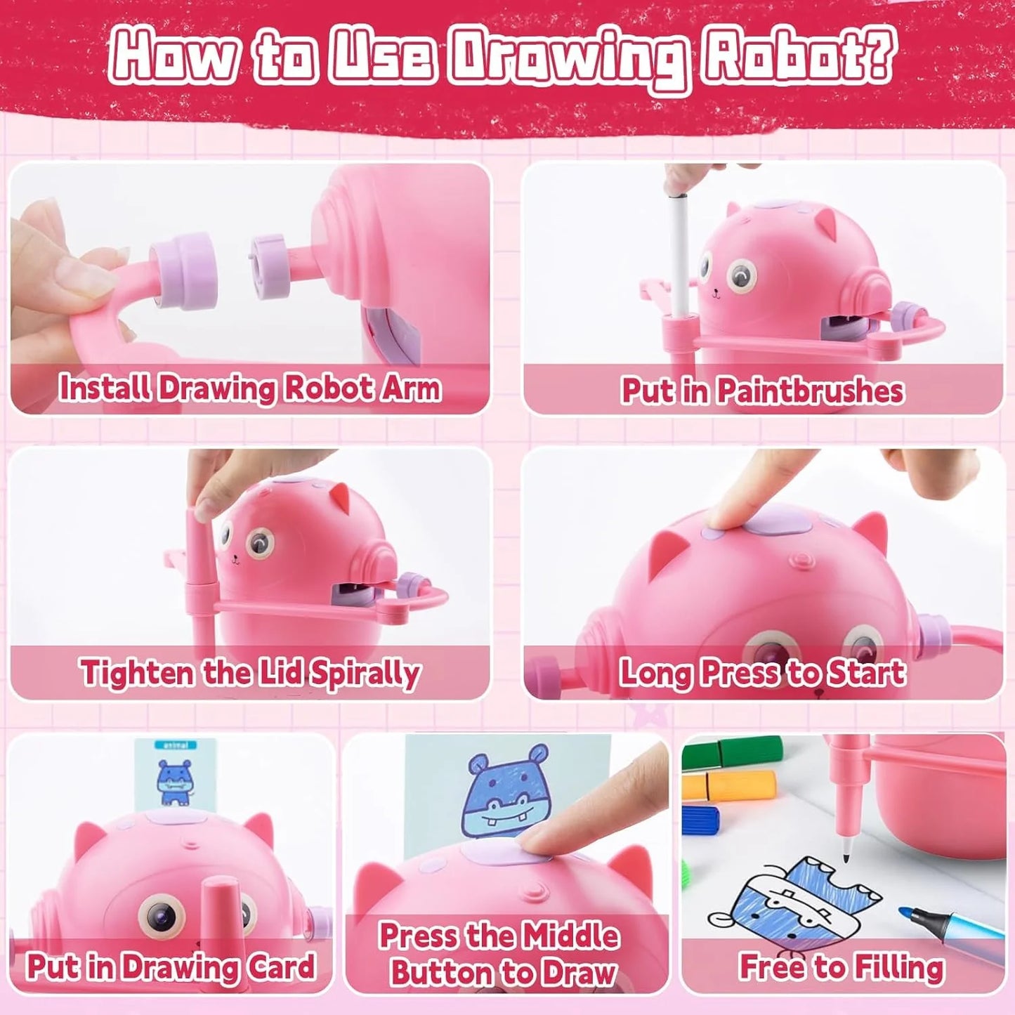 Smart Children's Drawing Robot (with Pen and Card Insertion