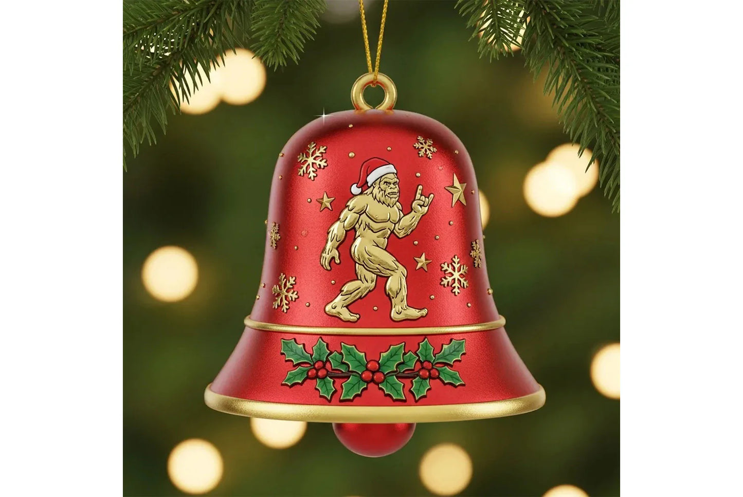 Bigfoot Christmas Bell Ornament | Alloy (Multiple Colors Available)