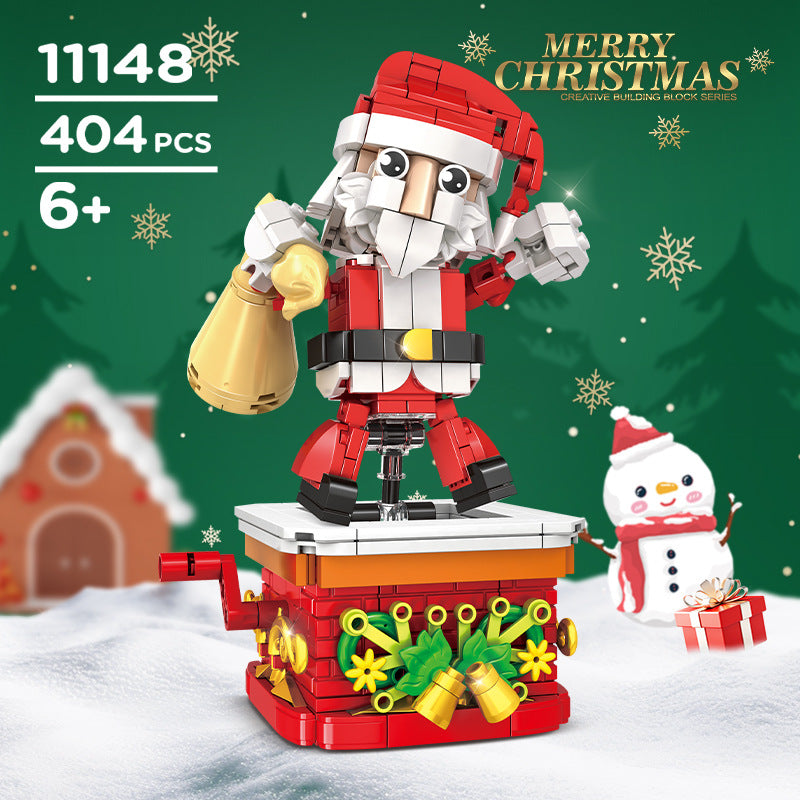 Christmas Building Blocks Kit, 404 PCS Rotating Santa Claus Building Blocks Set, Festival Playset Architecture Christmas Bricks Model, Gifts for Kids and Adults