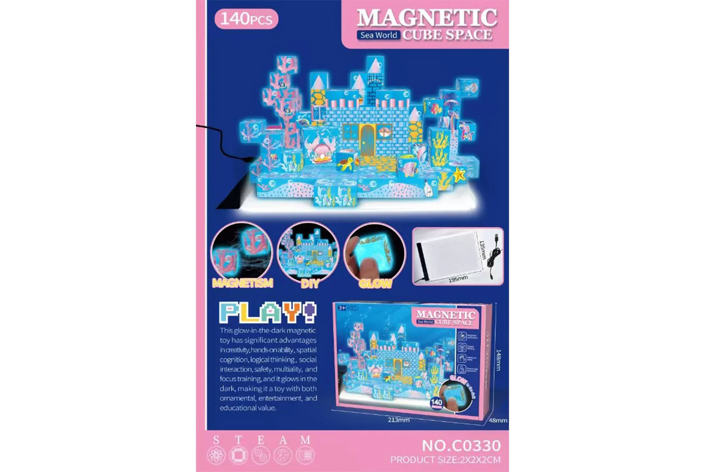 Glow-in-the-Dark Magnetic Blocks | Educational Building Toys | Strong Magnetic Design