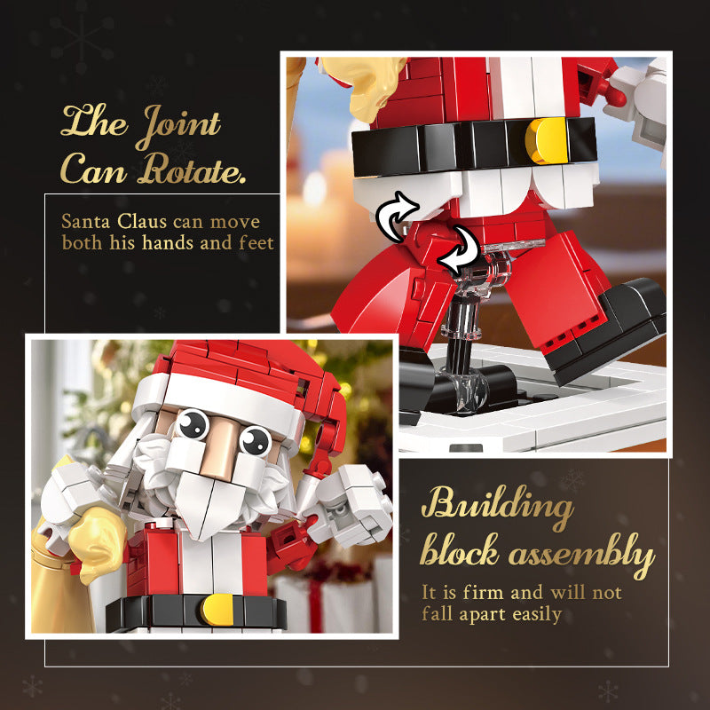 Christmas Building Blocks Kit, 404 PCS Rotating Santa Claus Building Blocks Set, Festival Playset Architecture Christmas Bricks Model, Gifts for Kids and Adults