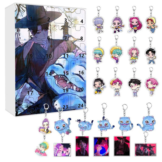 Advent Calendar 2025 24Pcs Keychain Countdown Calendar Anime Pendant Keychains Holder Car Key Ring Bag Hanging