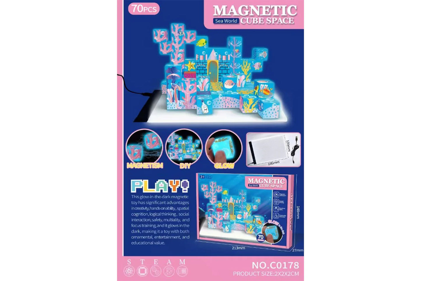 Glow-in-the-Dark Magnetic Blocks | Educational Building Toys | Strong Magnetic Design