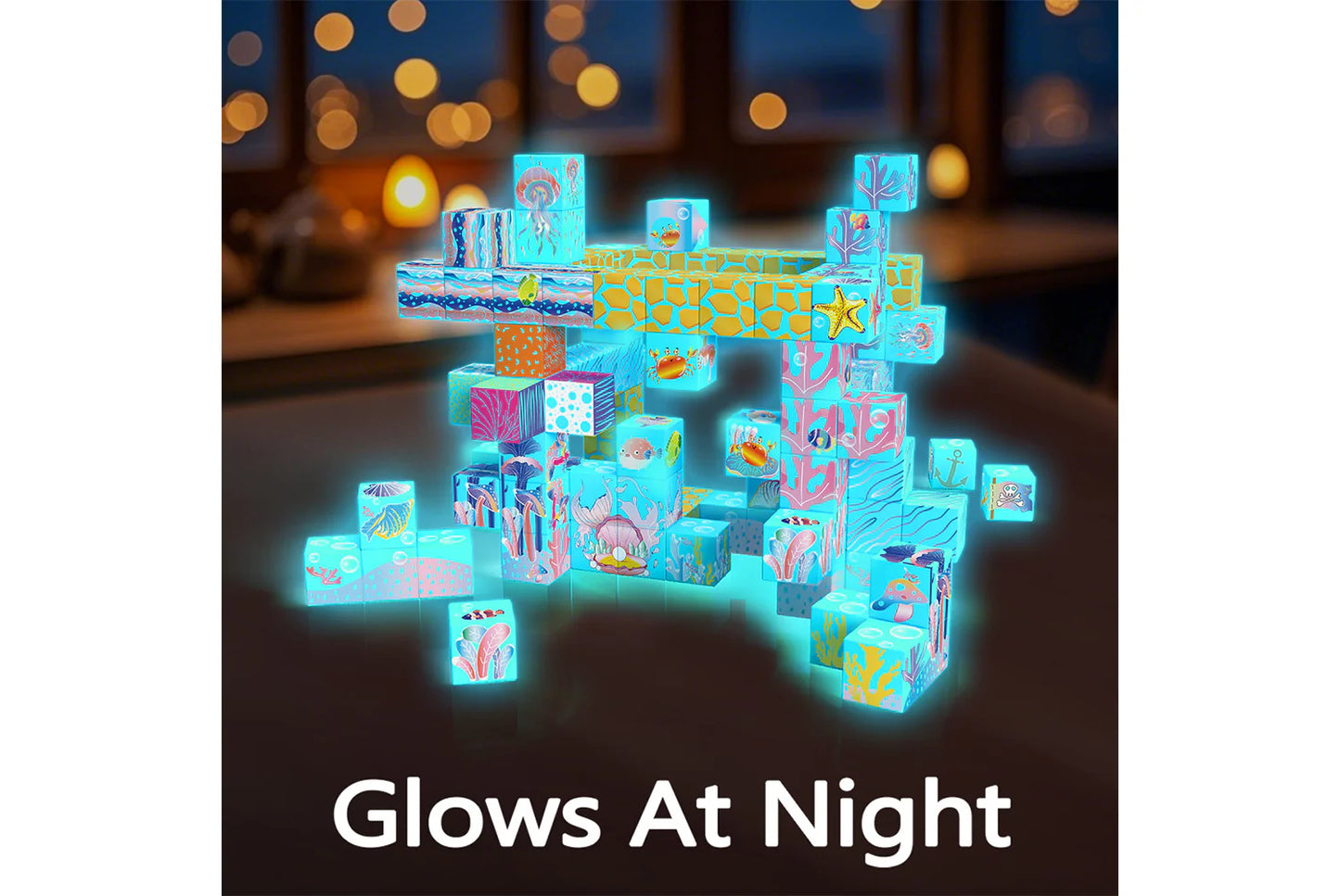 Glow-in-the-Dark Magnetic Blocks | Educational Building Toys | Strong Magnetic Design