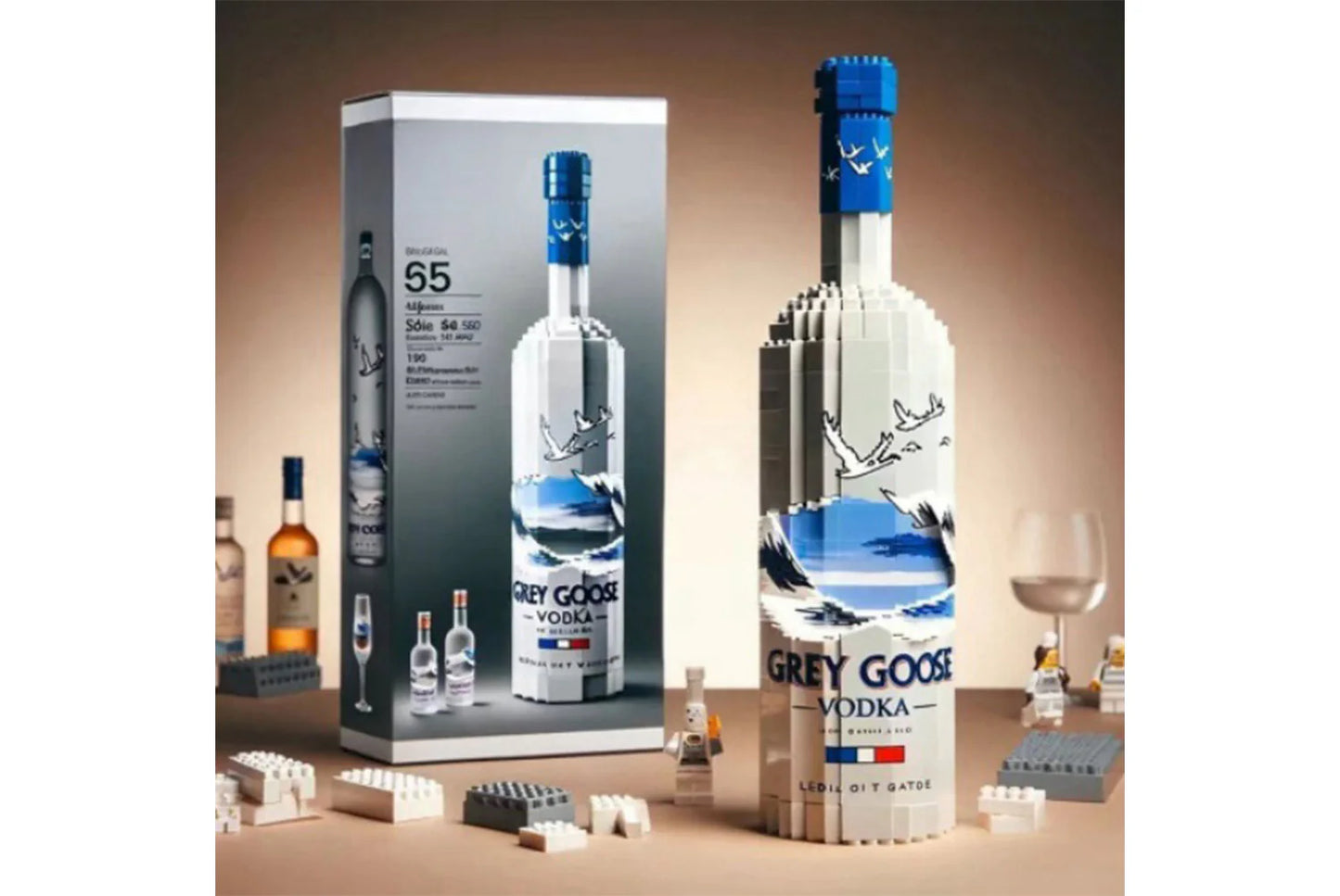 High-End Simulated Whiskey Bottle Building Block Set