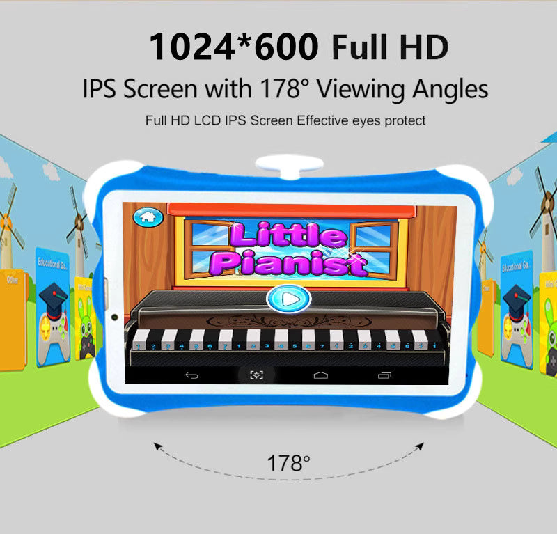 Kids Tablet 7 inch Android 12, 4GB RAM 32GB ROM, WiFi, Dual Camera with Silicone Case