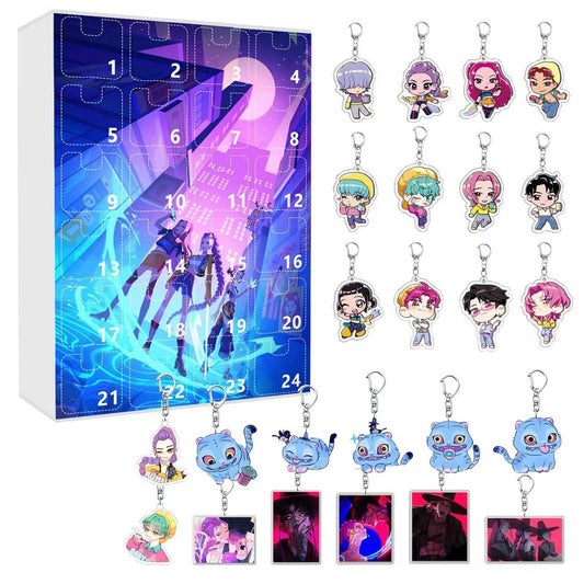 Advent Calendar 2025 24Pcs Keychain Countdown Calendar Anime Pendant Keychains Holder Car Key Ring Bag Hanging
