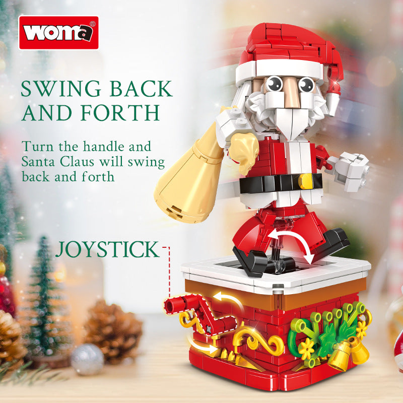 Christmas Building Blocks Kit, 404 PCS Rotating Santa Claus Building Blocks Set, Festival Playset Architecture Christmas Bricks Model, Gifts for Kids and Adults