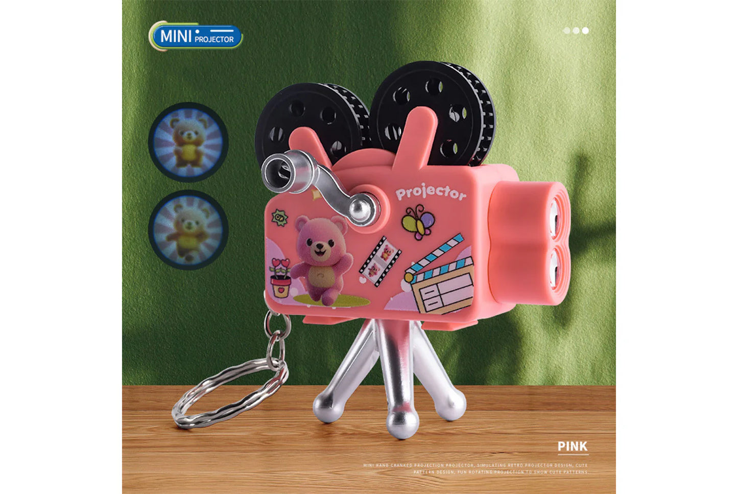 Children's Hand-Cranked Projector | Mini Projector Toy | Retro Keychain Charm