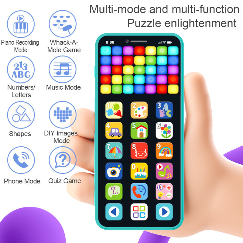 Toy Learning Play Cell Phone with 8 Functions and Dazzling Lights Interactive Toy for Toddler Baby Kids Boys Girls