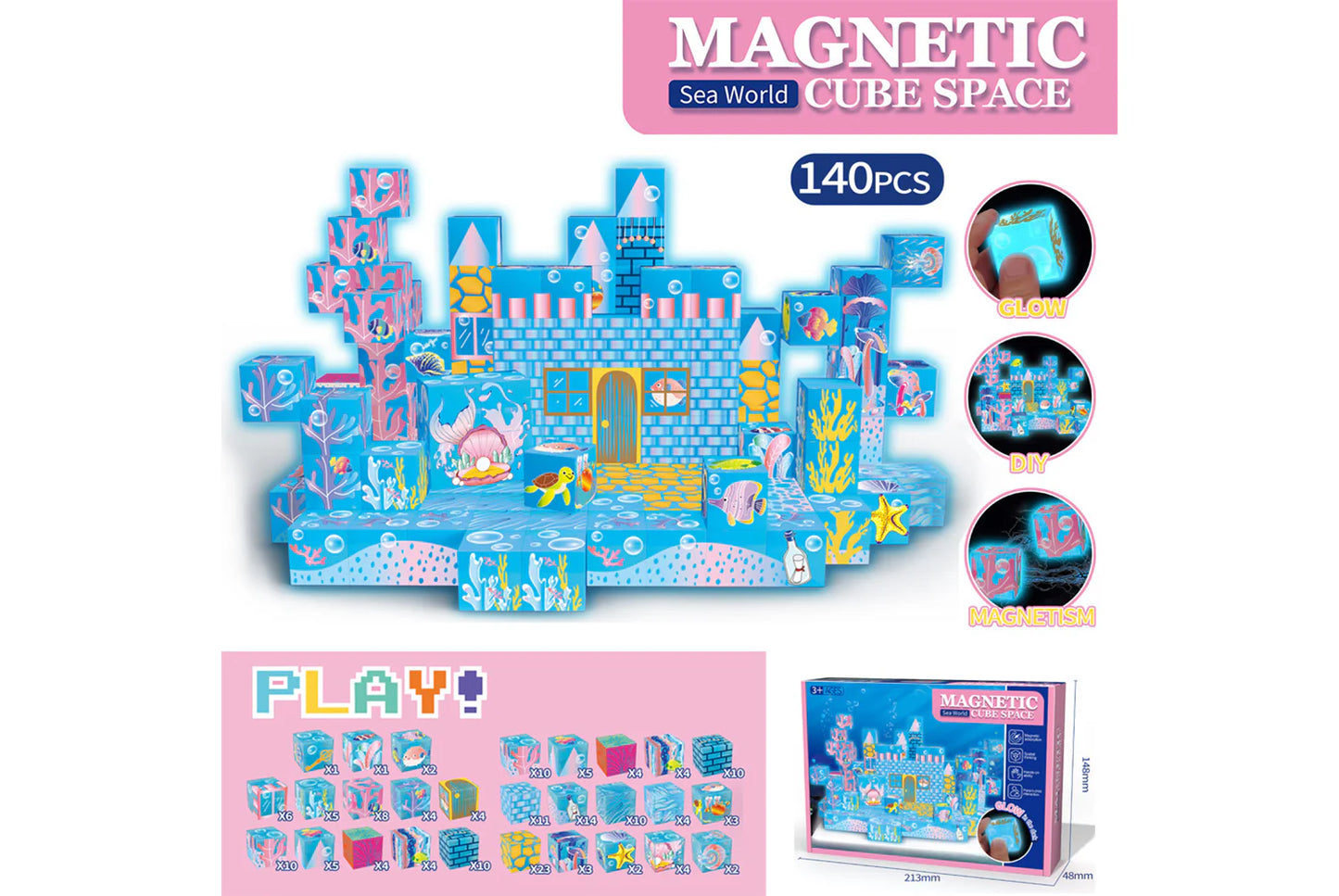 Glow-in-the-Dark Magnetic Blocks | Educational Building Toys | Strong Magnetic Design