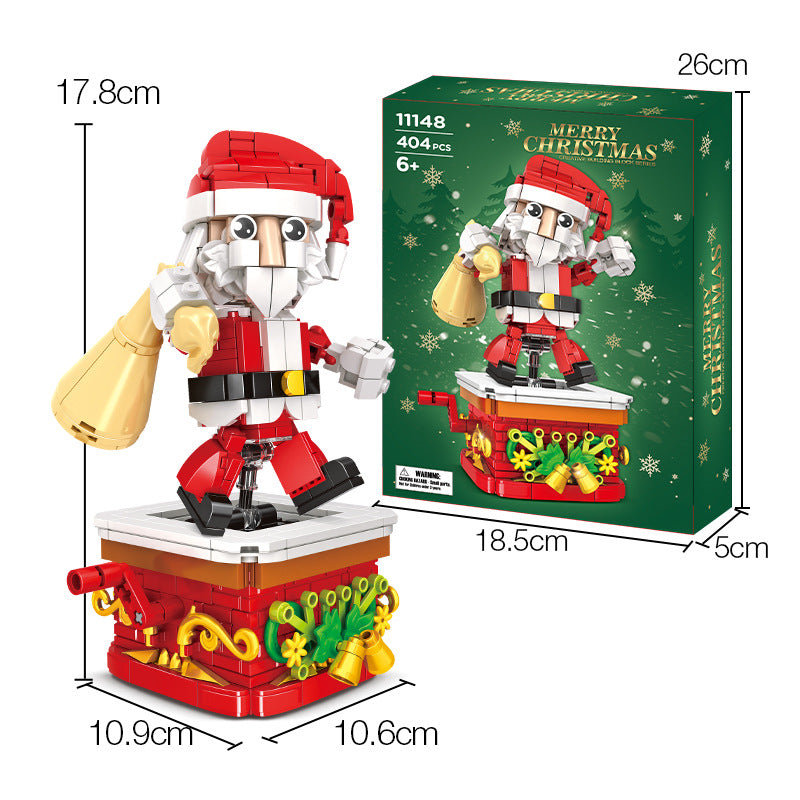 Christmas Building Blocks Kit, 404 PCS Rotating Santa Claus Building Blocks Set, Festival Playset Architecture Christmas Bricks Model, Gifts for Kids and Adults