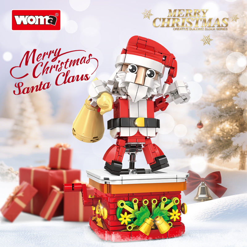 Christmas Building Blocks Kit, 404 PCS Rotating Santa Claus Building Blocks Set, Festival Playset Architecture Christmas Bricks Model, Gifts for Kids and Adults