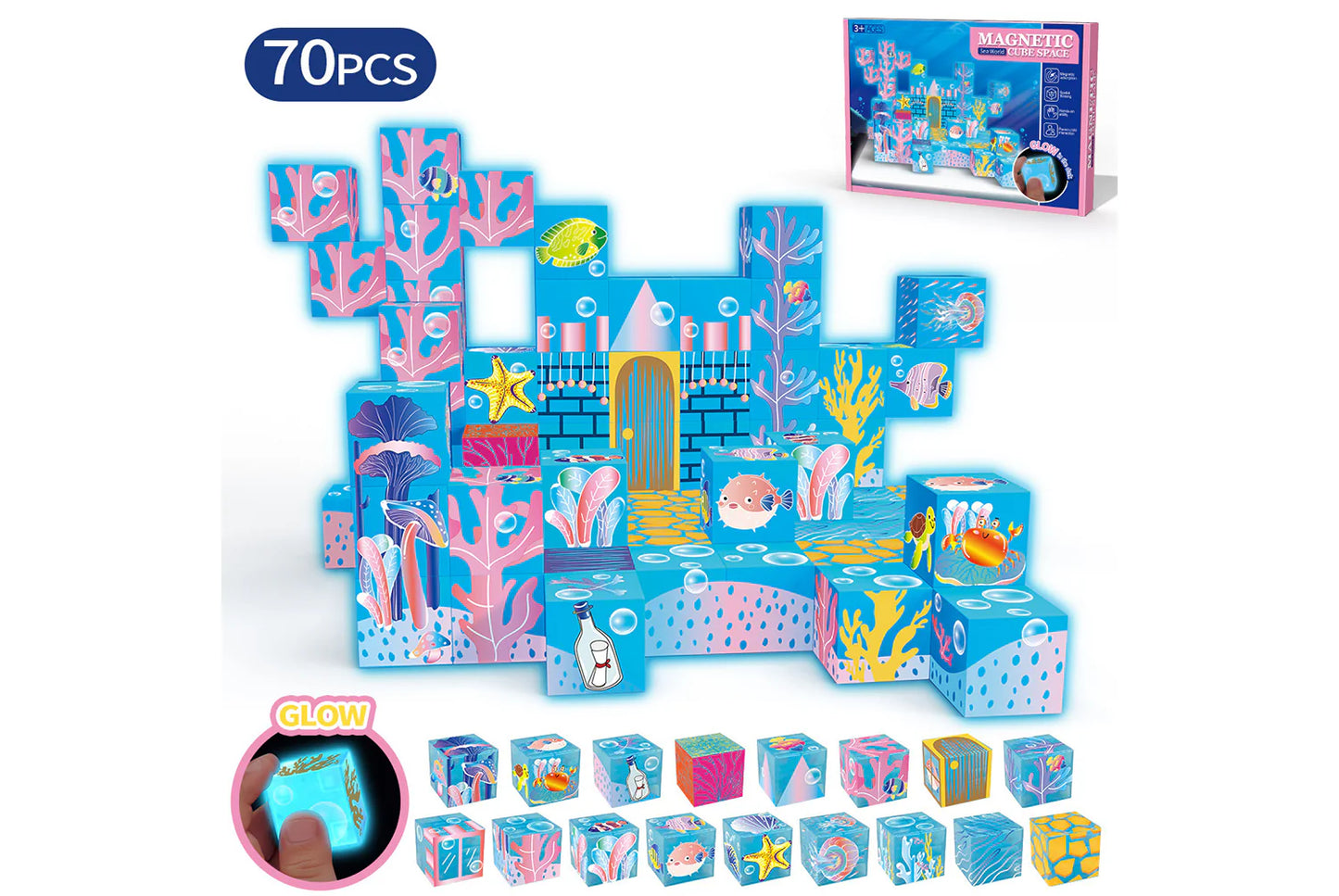 Glow-in-the-Dark Magnetic Blocks | Educational Building Toys | Strong Magnetic Design