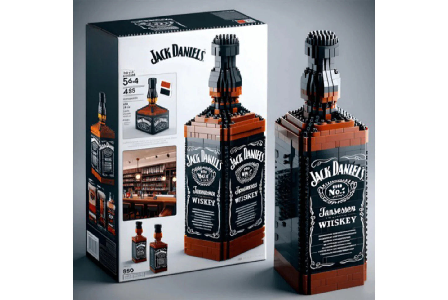 High-End Simulated Whiskey Bottle Building Block Set