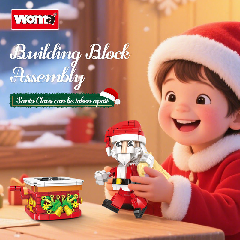 Christmas Building Blocks Kit, 404 PCS Rotating Santa Claus Building Blocks Set, Festival Playset Architecture Christmas Bricks Model, Gifts for Kids and Adults