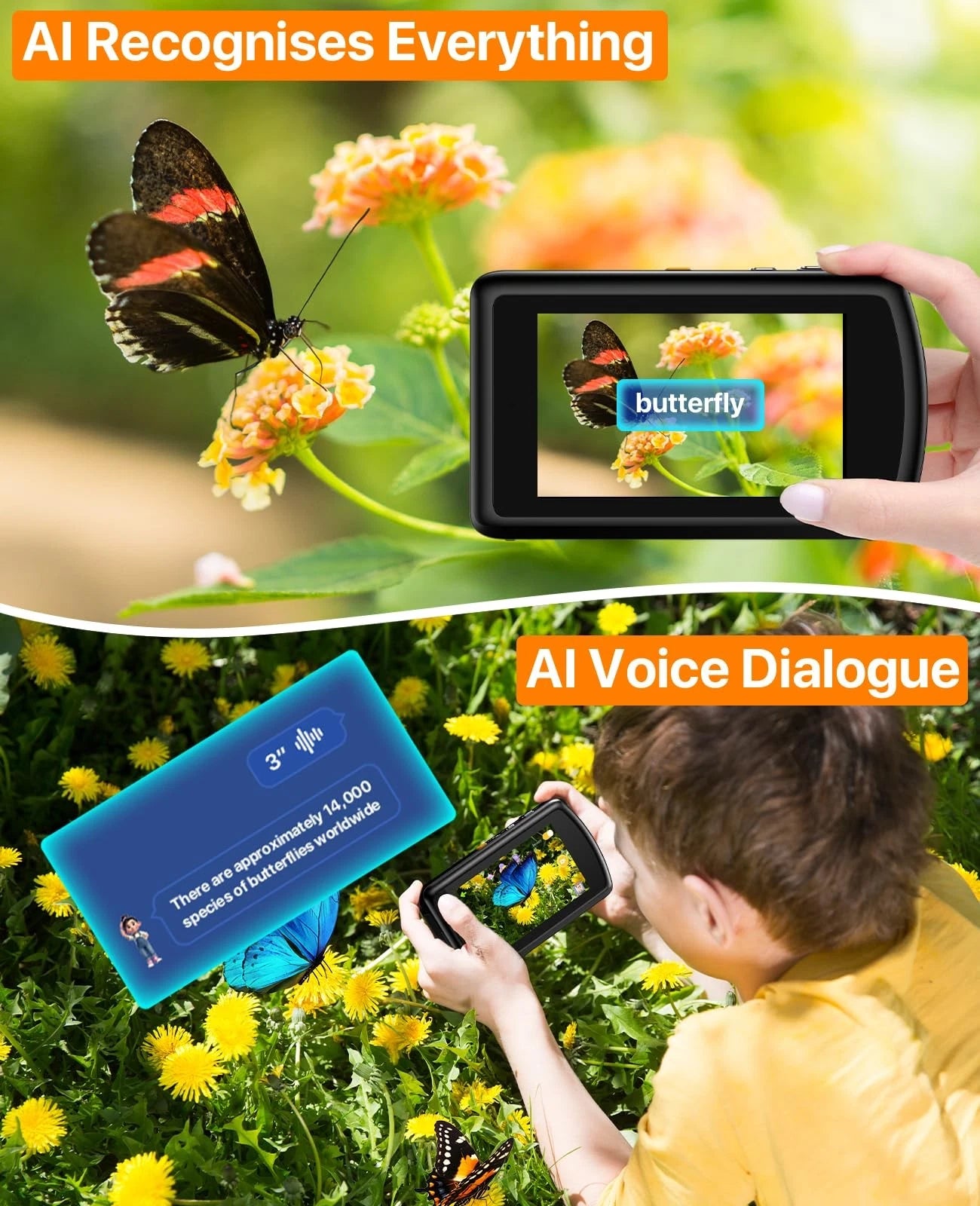 AI Digital Camera, Cameras for Photography with WiFi, AI Recognizes Everythin