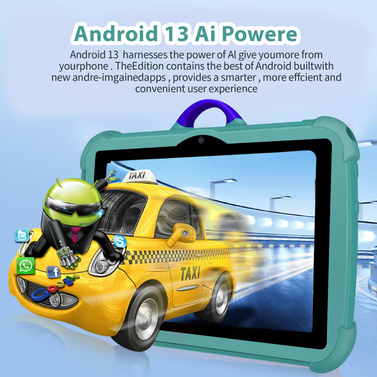 Kids Tablet 7 inch Android 13, 4GB RAM 64GB ROM, with Parental Control, WiFi,  Dual Camera with Silicone Case, 1PCS (orange）
