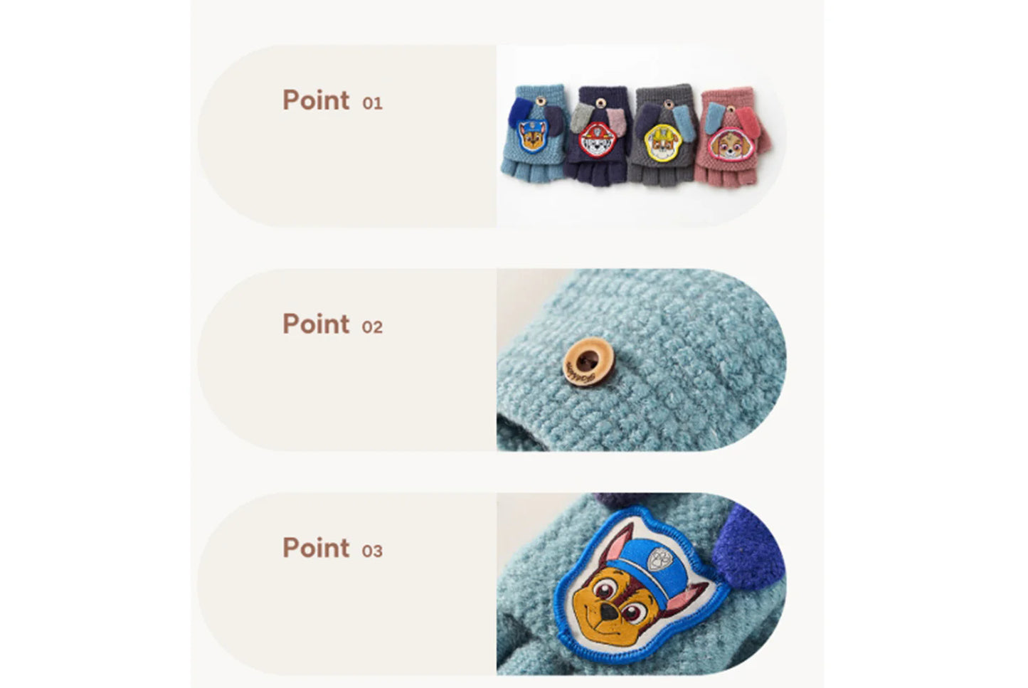 Paw Patrol Children's Flap-Fingerless Warm Gloves