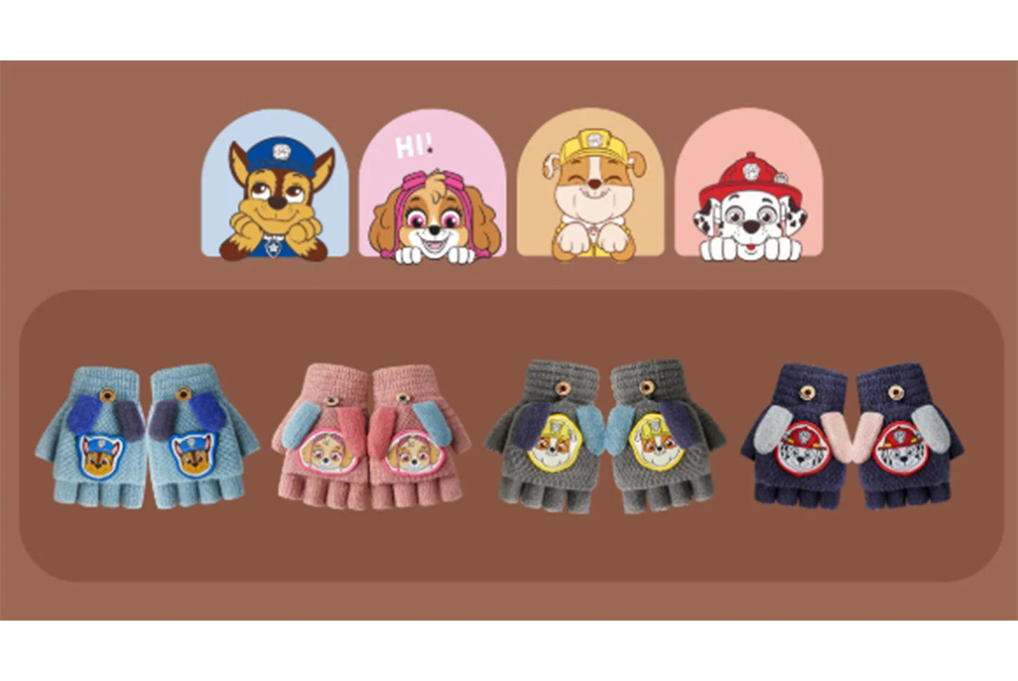 Paw Patrol Children's Flap-Fingerless Warm Gloves