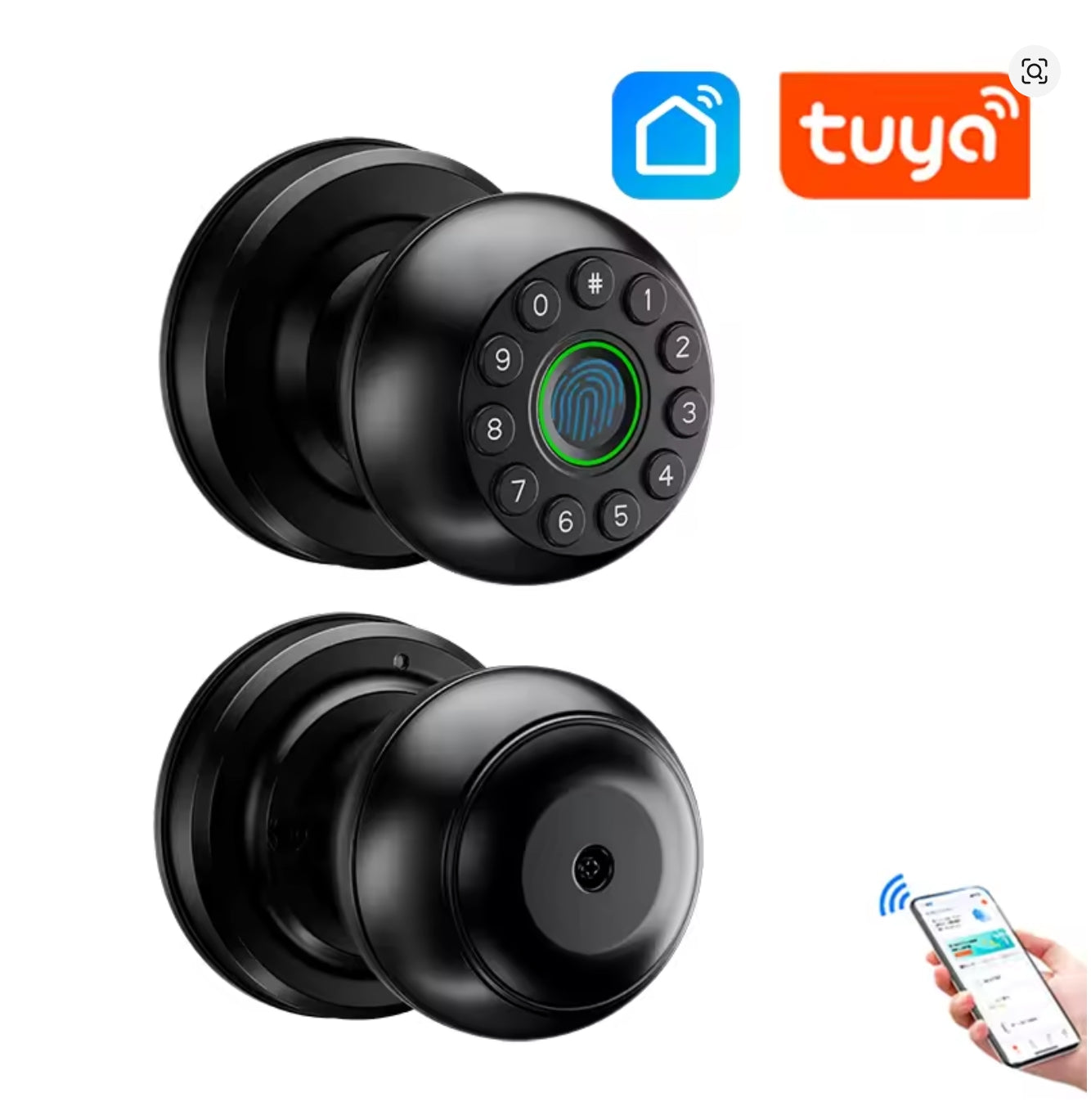 Interior Door Tuya SmartLife APP Smart Fingerprint Password Spherical Lock Dead Bolt For Home Wooden Metal Door