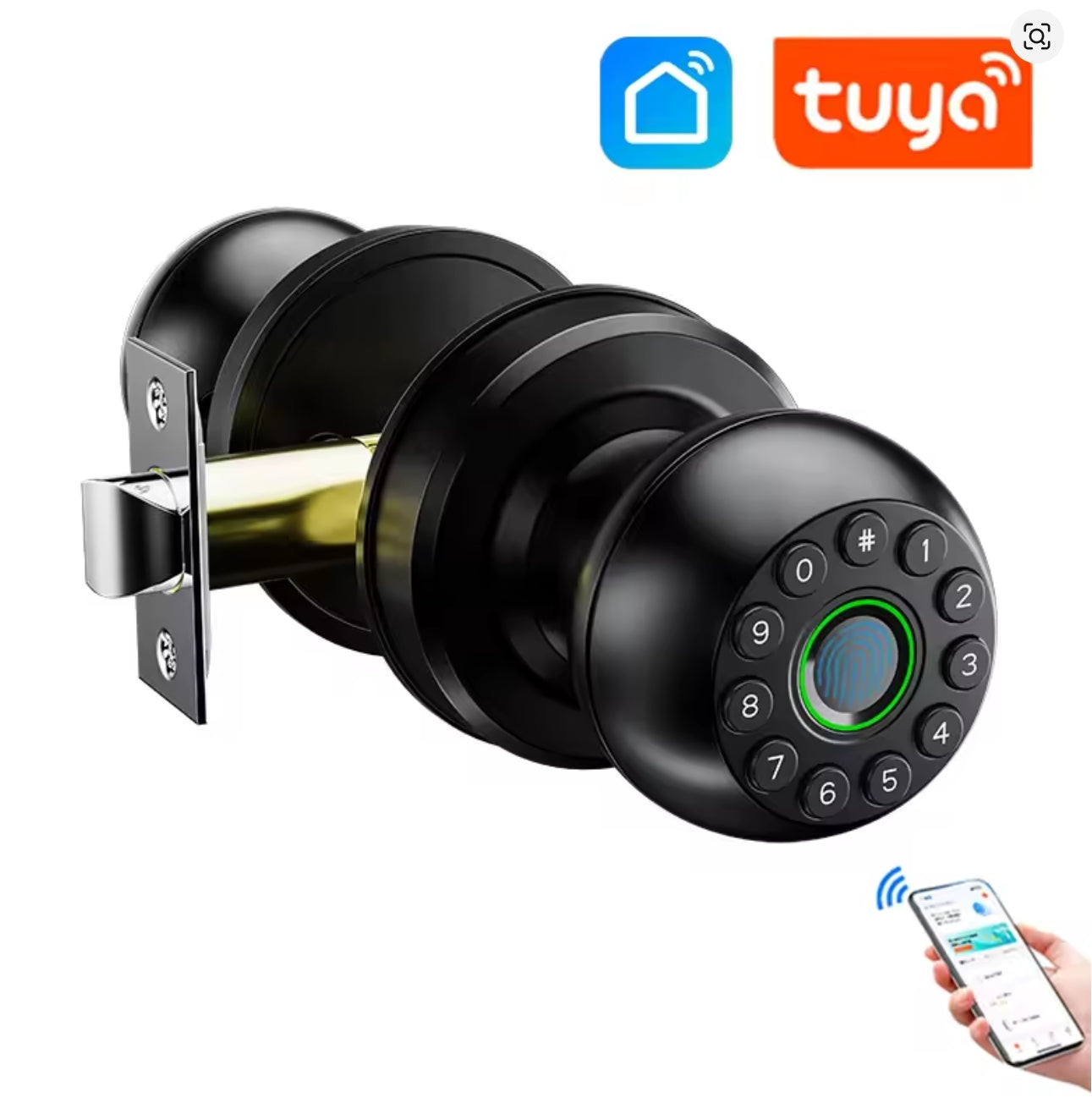 Interior Door Tuya SmartLife APP Smart Fingerprint Password Spherical Lock Dead Bolt For Home Wooden Metal Door