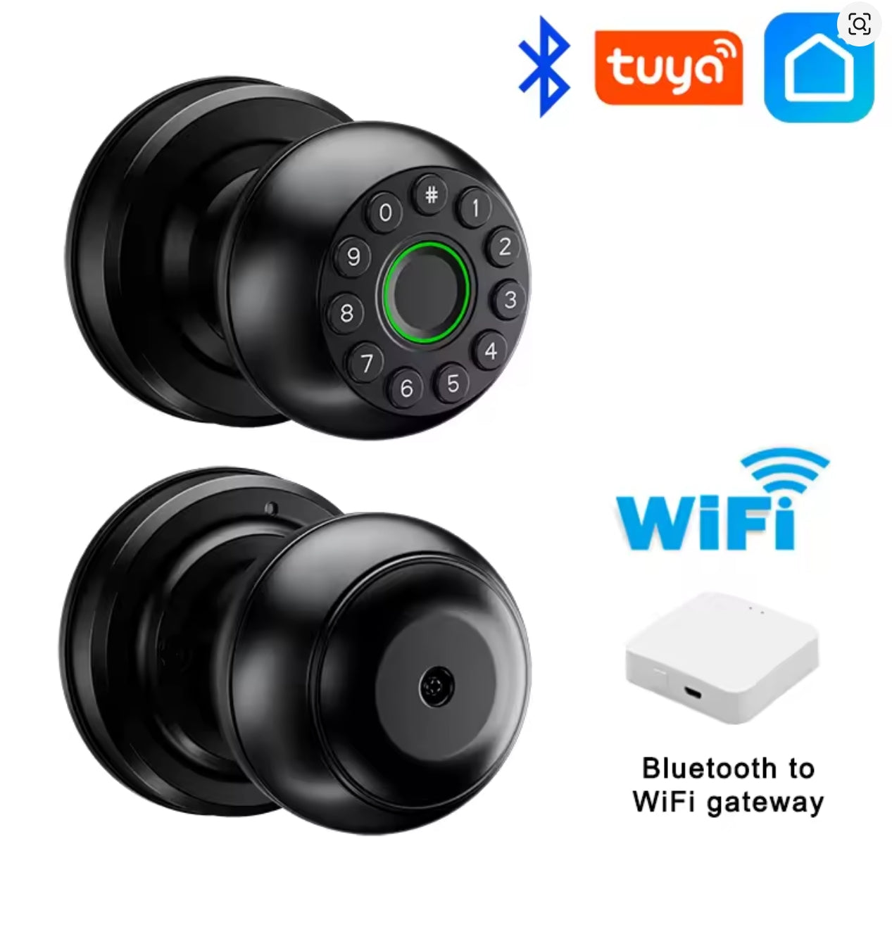 Interior Door Tuya SmartLife APP Smart Fingerprint Password Spherical Lock Dead Bolt For Home Wooden Metal Door
