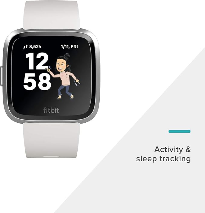 Fitbit Versa Lite Smartwatch,GPS,Charcoal/Silver Aluminum, One Size